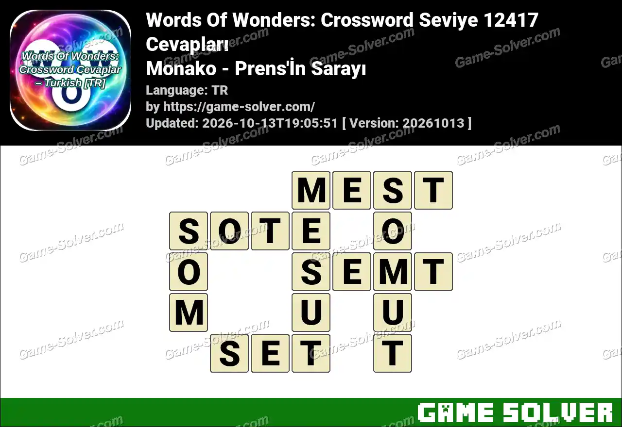 Words Of Wonders: Crossword Seviye 12417 Cevapları – Monako – Prens’İn Sarayı